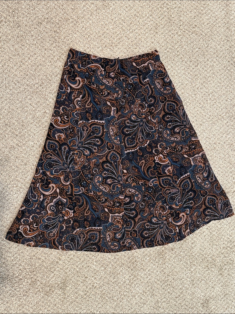 Fully Lined Paisley A-Line Skirt